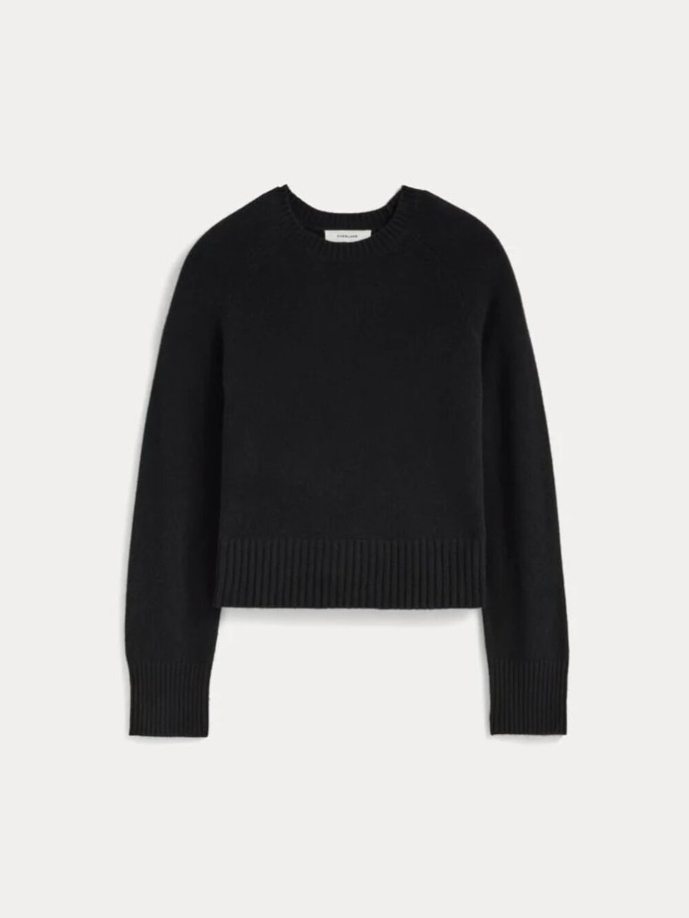 Everlane Boxy Cashmere Crewneck Sweater (Black, XXL)